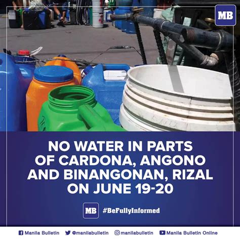 Parts of Rizal to have no water from August 28 to 30 .